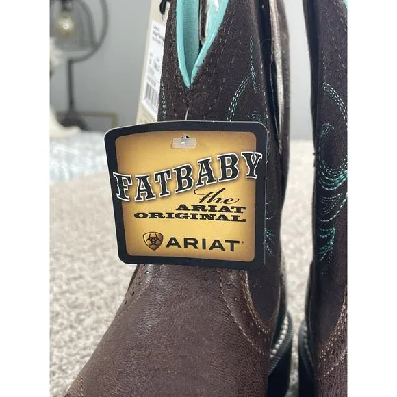 Ariat Women's Fatbaby Heritage Boot Size 6 C Western Brown Leather Teal Cowboy