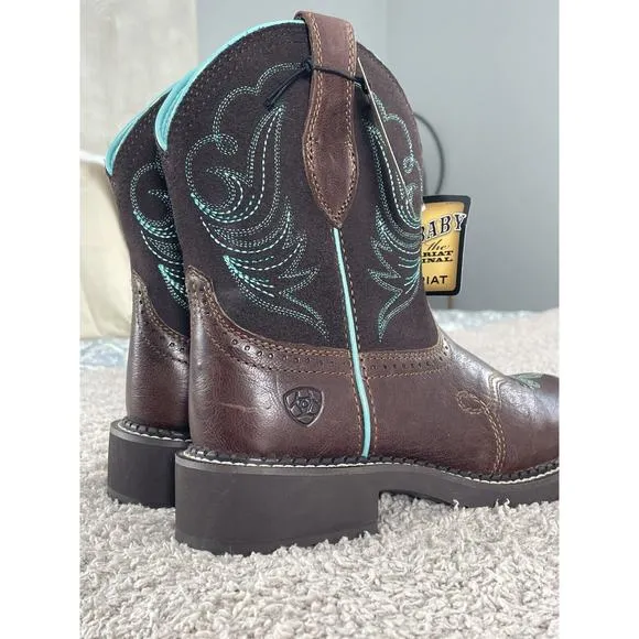 Ariat Women's Fatbaby Heritage Boot Size 6 C Western Brown Leather Teal Cowboy