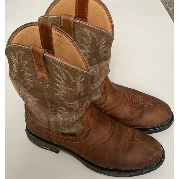 🔷Ariat Workhog Waterproof Western Leather Work Boots #10008633 - Men's 13 D
