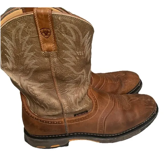 🔷Ariat Workhog Waterproof Western Leather Work Boots #10008633 - Men's 13 D