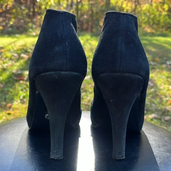 Armani Exchange Black Suede Ankle Heel Boots Womens size 7 1/2