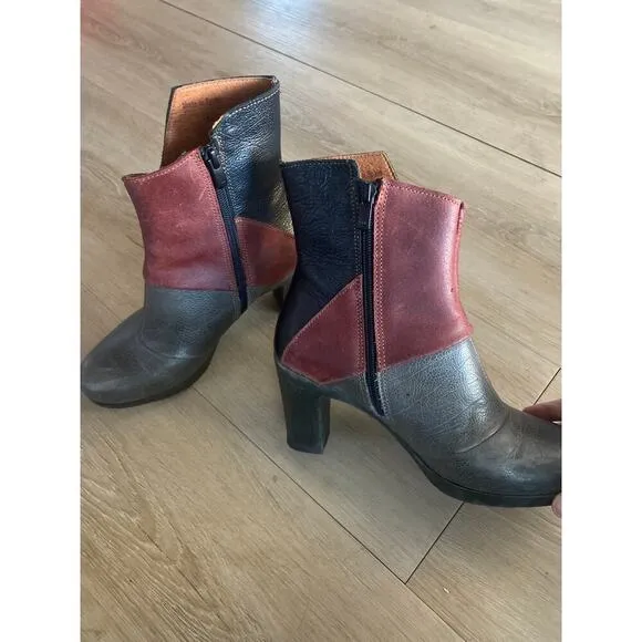 Art Company leather patchwork ankle boots made in Spain boho artsy size 38 US 7