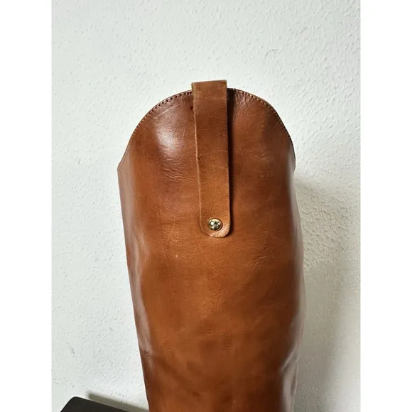 Arturo Chiang Equestrian Brown Leather Riding Boots Size 6M Straps Buckle