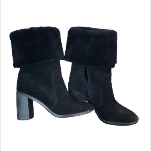 ARTURO CHIANG Real Lamb Fur Black Blocked Boots