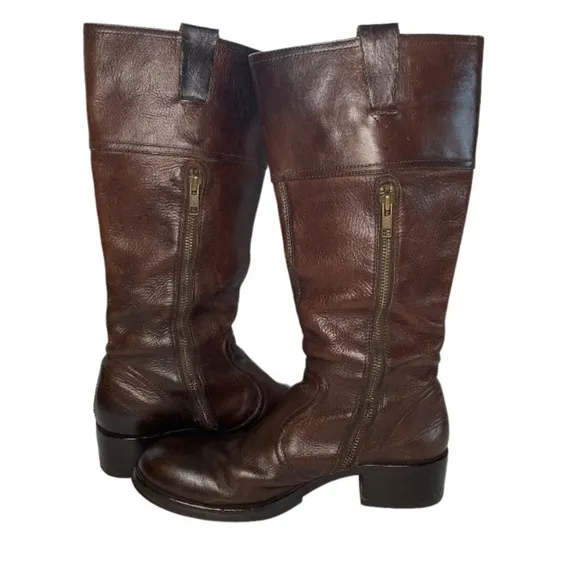 Ash Brown Leather Riding Boots Size 8