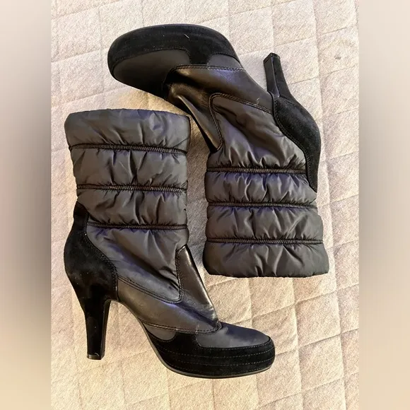 ASH Sz EU 39 US 8.5 Black Leather Suede Heeled Ankle Boots Originally $325
