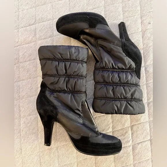 ASH Sz EU 39 US 8.5 Black Leather Suede Heeled Ankle Boots Originally $325