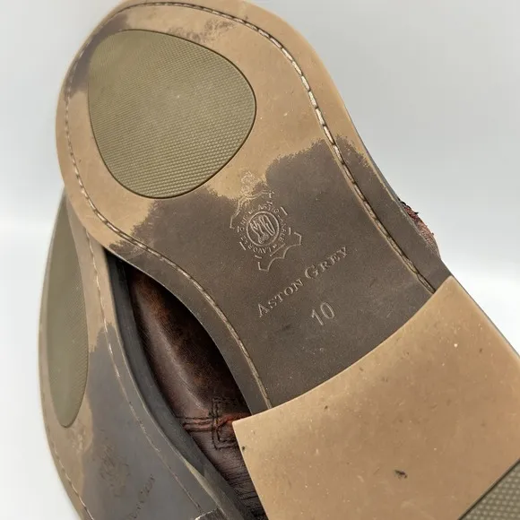 Aston Grey Leather Helani Chelsea Boots - Men's US 10 Distressed
