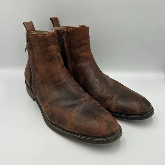 Aston Grey Leather Helani Chelsea Boots - Men's US 10 Distressed