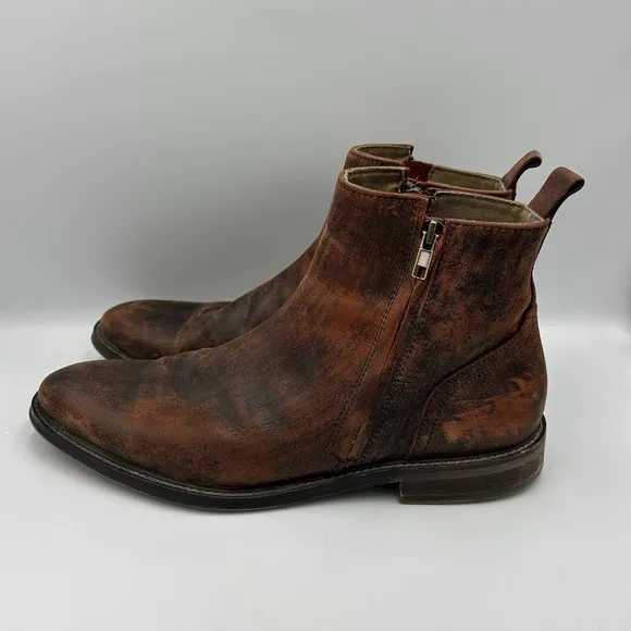 Aston Grey Leather Helani Chelsea Boots - Men's US 10 Distressed
