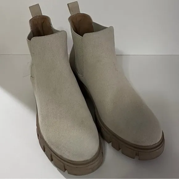Athlefit Women's Chelsea Boots Fashion Lug Sole Chunky Heel Slip on Elastic