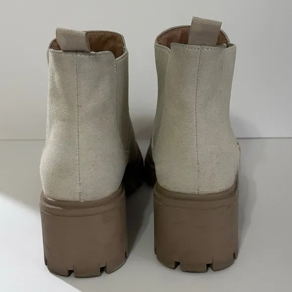 Athlefit Women's Chelsea Boots Fashion Lug Sole Chunky Heel Slip on Elastic
