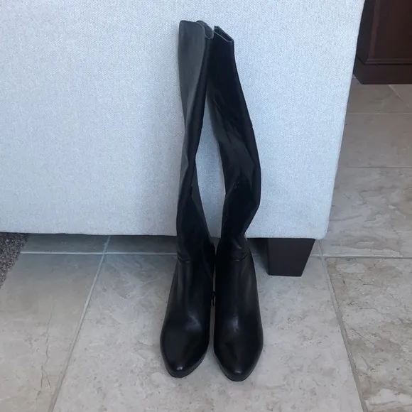 Audrey Brooke talk black leather stiletto boots Size 8 brand new