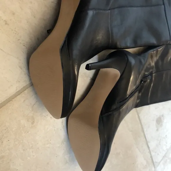 Audrey Brooke talk black leather stiletto boots Size 8 brand new