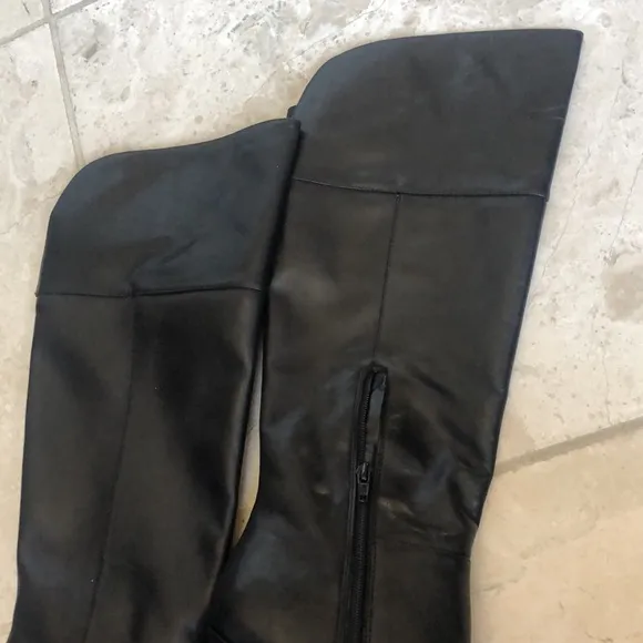 Audrey Brooke talk black leather stiletto boots Size 8 brand new