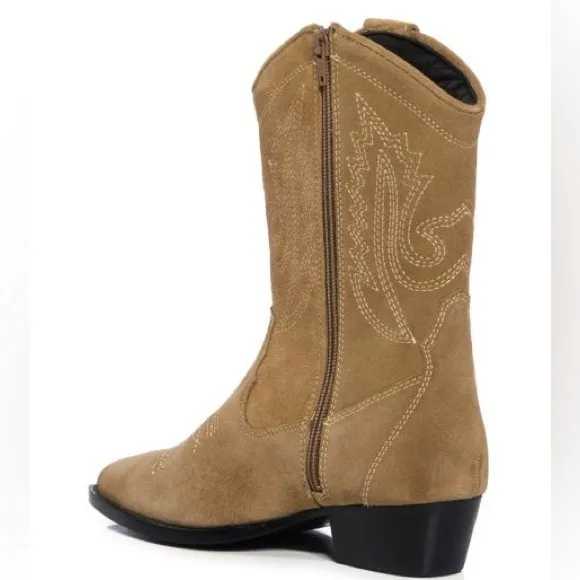Azalea Wang Tan Genuine Leather Western Boot