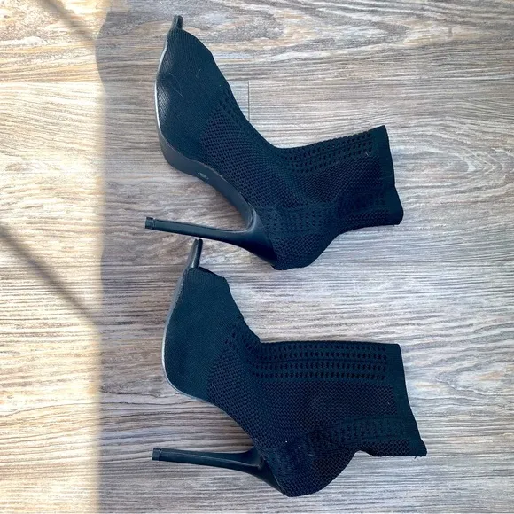 Bai Beioi Knit Elegant Black Women's Peep-Toe Ankle Boots Bootie