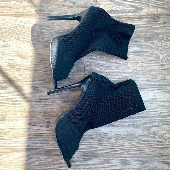 Bai Beioi Knit Elegant Black Women's Peep-Toe Ankle Boots Bootie