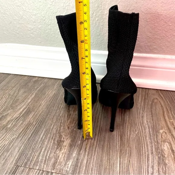 Bai Beioi Knit Elegant Black Women's Peep-Toe Ankle Boots Bootie