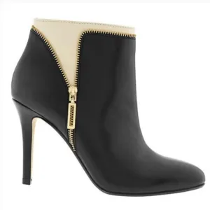 Banana Republic 7 KAMILE Booties Two Tone Black White Leather Gold Zippers