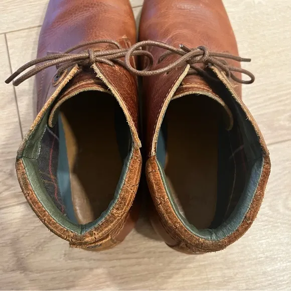 Barbour Men’s Tumble Grain Cognac Leather Lace Up Chukka Boots Size 9