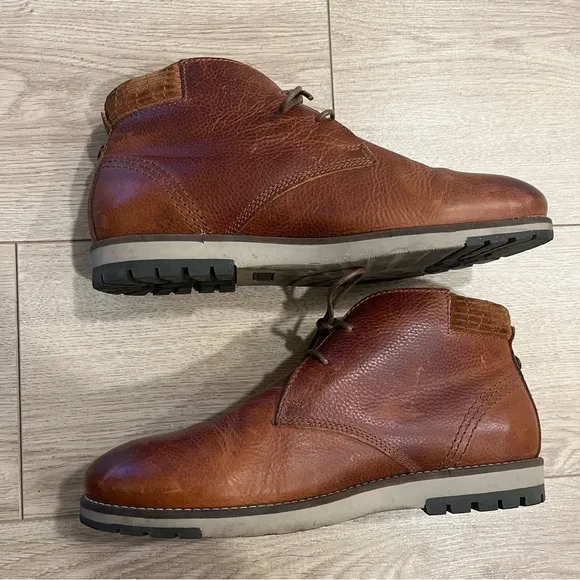 Barbour Men’s Tumble Grain Cognac Leather Lace Up Chukka Boots Size 9
