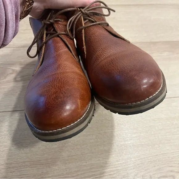 Barbour Men’s Tumble Grain Cognac Leather Lace Up Chukka Boots Size 9