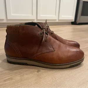 Barbour Men’s Tumble Grain Cognac Leather Lace Up Chukka Boots Size 9
