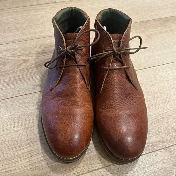 Barbour Men’s Tumble Grain Cognac Leather Lace Up Chukka Boots Size 9