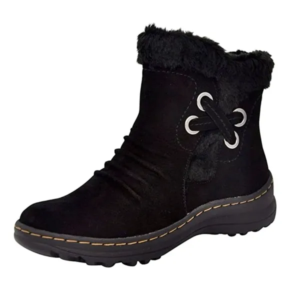 BareTraps Adalyn Leather Suede Faux Fur Shearling Lined Winter Snow Ankle Boots
