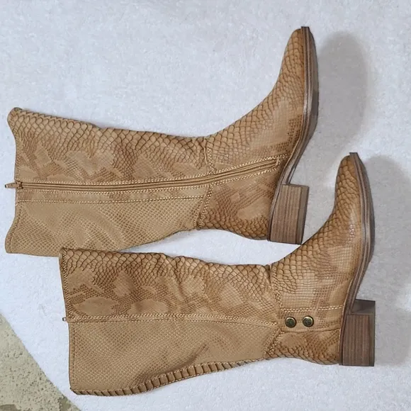 Baretraps Mallory Snake- Print Tall Riding Boots Size 5