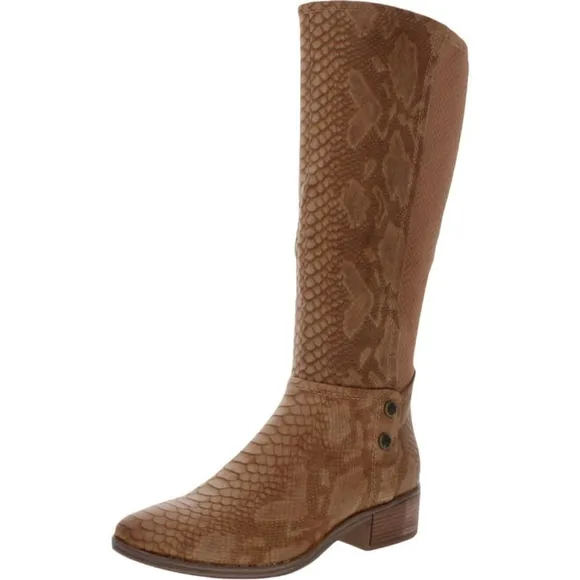 Baretraps Mallory Snake- Print Tall Riding Boots Size 5