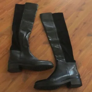 Barney’s New York Black leather chunky rubber heel over the knee boots size 39