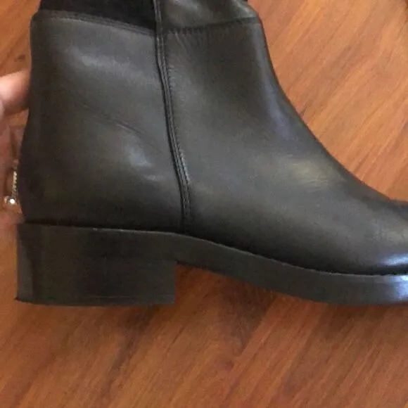 Barney’s New York Black leather chunky rubber heel over the knee boots size 39
