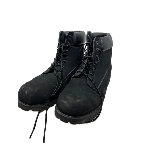 Bass Brushed Leather Combat Black Boots Mens 13