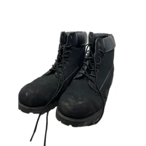 Bass Brushed Leather Combat Black Boots Mens 13