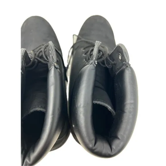Bass Brushed Leather Combat Black Boots Mens 13