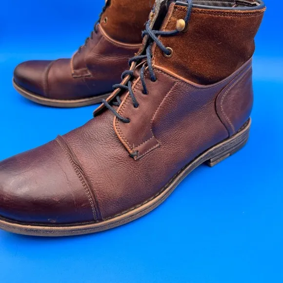 Bata Leather Boots Men 10 (EU43) Rare Plaid Lining Suede Top Hiking Brown Safari