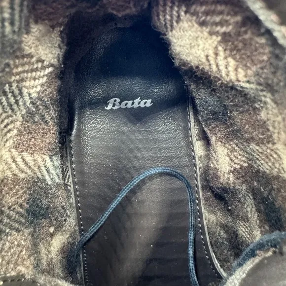 Bata Leather Boots Men 10 (EU43) Rare Plaid Lining Suede Top Hiking Brown Safari