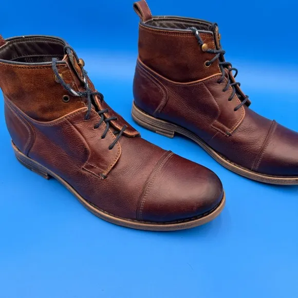 Bata Leather Boots Men 10 (EU43) Rare Plaid Lining Suede Top Hiking Brown Safari