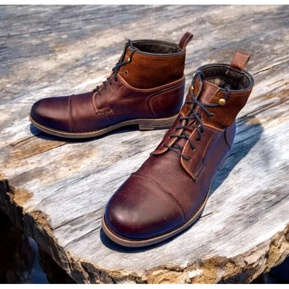 Bata Leather Boots Men 10 (EU43) Rare Plaid Lining Suede Top Hiking Brown Safari