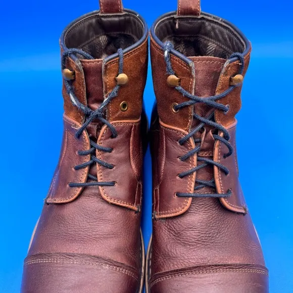 Bata Leather Boots Men 10 (EU43) Rare Plaid Lining Suede Top Hiking Brown Safari