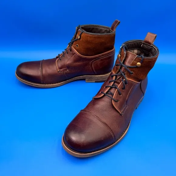 Bata Leather Boots Men 10 (EU43) Rare Plaid Lining Suede Top Hiking Brown Safari