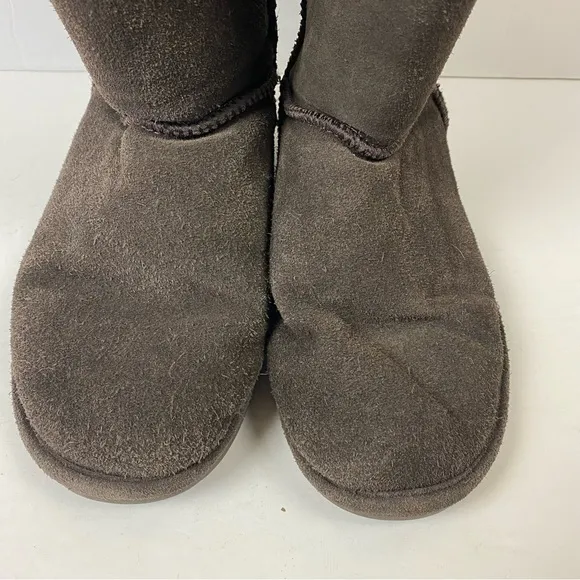 Bearpaw Chocolate Brown Emma Tall Sherpa Suede Snow Winter Boots 8