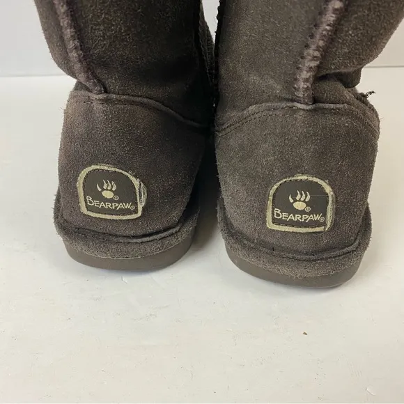 Bearpaw Chocolate Brown Emma Tall Sherpa Suede Snow Winter Boots 8