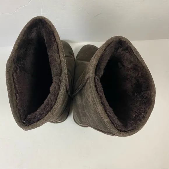 Bearpaw Chocolate Brown Emma Tall Sherpa Suede Snow Winter Boots 8