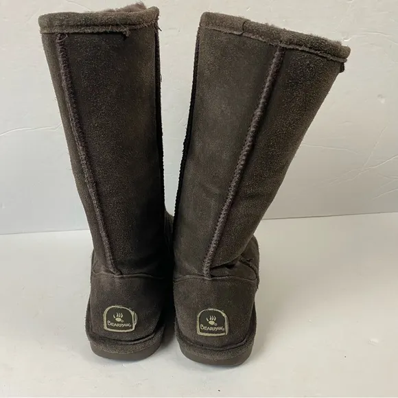 Bearpaw Chocolate Brown Emma Tall Sherpa Suede Snow Winter Boots 8