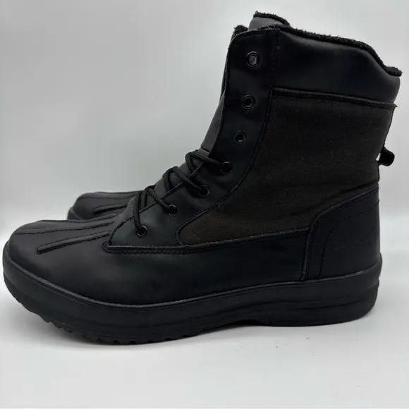 BEARPAW MASON Mens ANKLE BOOTS Black WATERPROOF SHEEPSKIN Footbed US 13