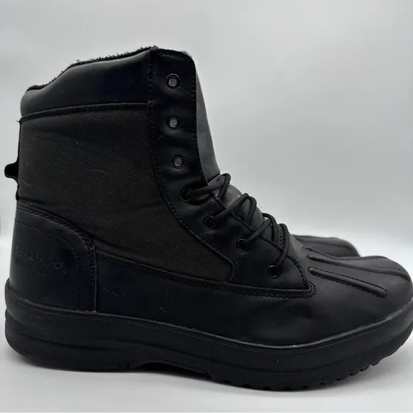 BEARPAW MASON Mens ANKLE BOOTS Black WATERPROOF SHEEPSKIN Footbed US 13