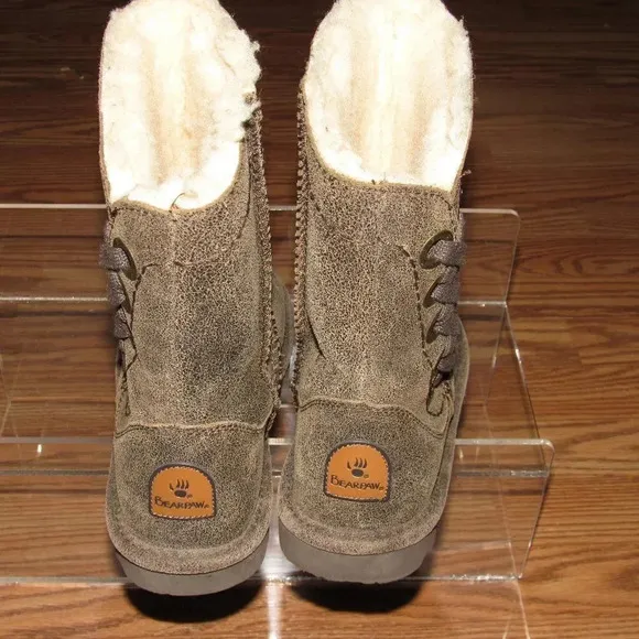 BEARPAW Morgan Cow Suede Sheepskin Boots Size 7